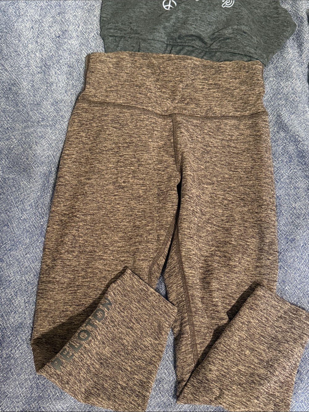Peloton Charcoal Gray Racerback Sports Bra with White Icons